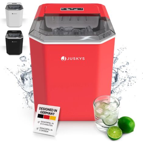 Juskys Eiswürfelmaschine IceOracle - Cocktail Eiswürfel in 6 - 13 min - Mini Eiswürfelbereiter für 12 kg/Tag - Großer Eiswürfelbehälter - Rot