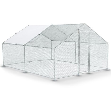Juskys Freilaufgehege – Hühnerstall aus Metall begehbar, Tür & Riegel – Freigehege für Hühner, Kleintiere & Pflanzen - 3x2x2m mit 6 m² Lauffläche