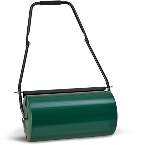 Juskys Garten Rasenwalze Fritz mit Schmutzabweiser - befüllbar mit Wasser / Sand – 48L / 60 kg – Metall Gartenwalze 60 cm – Walze für Rasen & Acker