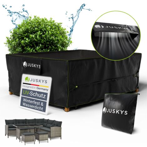 Juskys Gartenmöbel Abdeckplane CoverSafe Pro 240x190x80 cm - winterfest & wasserdicht - Schutzhülle für Gartentisch, UV-Schutz, Abdeckhaube Gartentisch