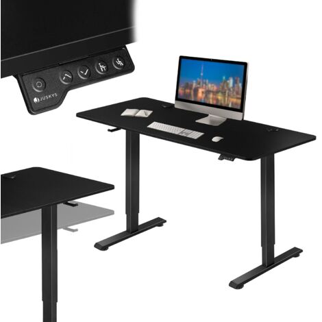 Juskys Höhenverstellbarer Schreibtisch 140x60cm - Elektrisch stufenlos verstellbar Bürotisch Sitz- & Stehtisch Speicherplatz Memory-Funktion - Schwarz
