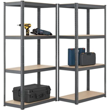 Juskys Lagerregal Easy 2er Set - Schwerlastregal 160x80x40 cm - 8 Böden - 640 kg - Metall verzinkt - Regale Kellerregal Metallregal Grau