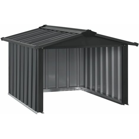 Juskys Mähroboter Garage mit Satteldach - Rasenmäher Dach Carport aus Metall - 86 × 98 × 63 cm - Sonnen- und Regenschutz für Rasenroboter - anthrazit