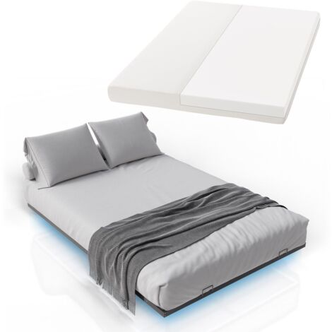 Juskys Metallbett Palamos mit Matratze, Lattenrost & LED Beleuchtung - Schwebebett minimalistisch & modern - Bettgestell, Bett - 140x200 cm - Schwarz