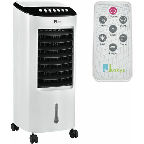 Juskys Mobiles Klimagerät mit Fernbedienung, Schwingfunktion & Timer – Klimaanlage 65 Watt 76cm – Luftkühler 3 Geschwindigkeiten – weiß