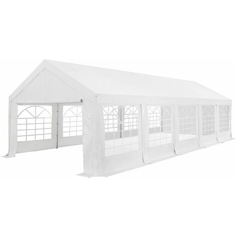 Juskys Partyzelt Gala 4 x 10 m - UV-Schutz Plane, flexible Seitenwände - Pavillon stabil, groß - Outdoor Party Garten - Zelt Festzelt Weiß