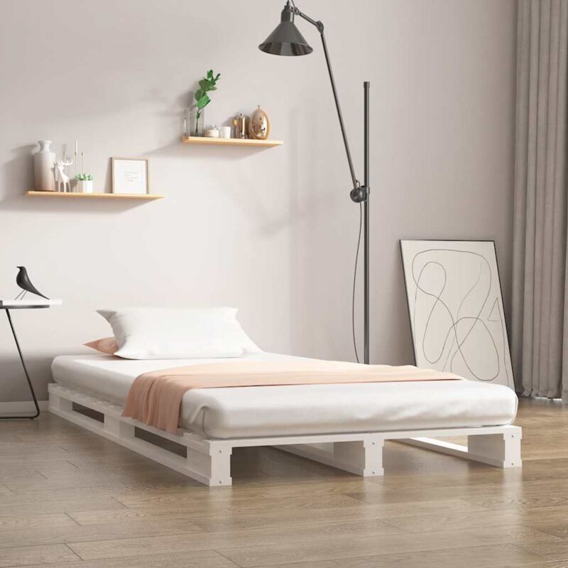 Juskys Palettenbett Weiß 90x190 Cm Massivholz Kiefer Vidaxl