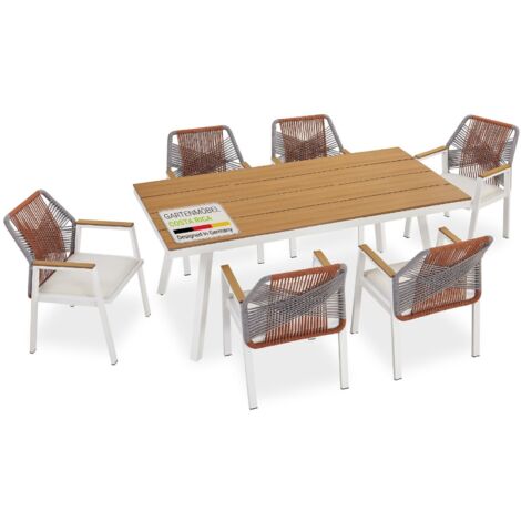 Juskys Premium Gartenmöbel-Set Costa Rica - korrosionsbeständig, pflegeleichtes Polywood, Olefin-Bezug, wasserabweisend, UV-beständig