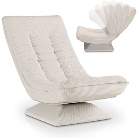 Juskys Relaxsessel Korsika - ergonomisches Design, 360° drehbar, hoher Komfort, klappbar, modernes Design, 5-lagige Polsterung, Cord Bezug - Beige