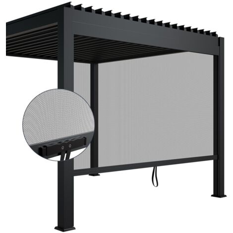 Juskys Seitenwand für Lamellendach Tahiti - Rollo aus Aluminium & Stoff - Zubehör für Pergola - Sonnenschutz Garten & Terrasse - Anthrazit, 3 m