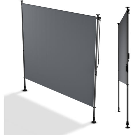 Juskys – Store vertical extensible 200x310 cm – Protection solaire et intimité – Tissu déperlant et résistant aux UV – Montage sans perçage, gris