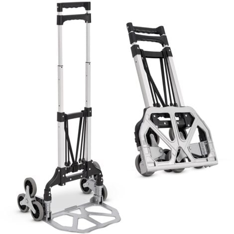 Juskys Treppensackkarre klappbar & bis 80 kg belastbar - Alu Mini Sackkarre für Treppen - mit Handschuhen & Expanderseilen - Treppensteiger klein