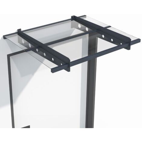 Juskys Vordach Haustür Überdachung 100x80cm aus Acrylglas & Stahl – Türvordach in Anthrazit – Dach für Tür, Eingang & Hauseingang aus Glas Dunkelgrau