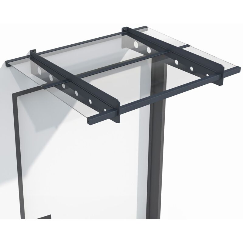 Juskys Vordach Haustür Überdachung 100x80cm Aus Acrylglas & Stahl – Türvordach In Anthrazit – Dach Für Tür, Eingang & Hauseingang Aus Glas