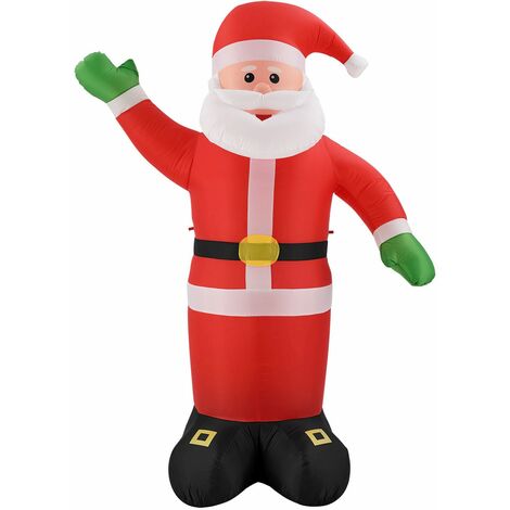 Juskys XXL Weihnachtsmann – aufblasbarer Nikolaus mit Gebläse & LED-Lichterkette – Weihnachtsdekoration mit Beleuchtung für außen