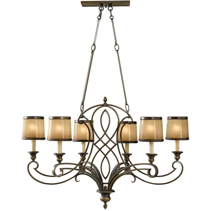 Elstead Lighting - Elstead Justine - 6 Light Multi Arm Chandelier Bronze Finish, E14