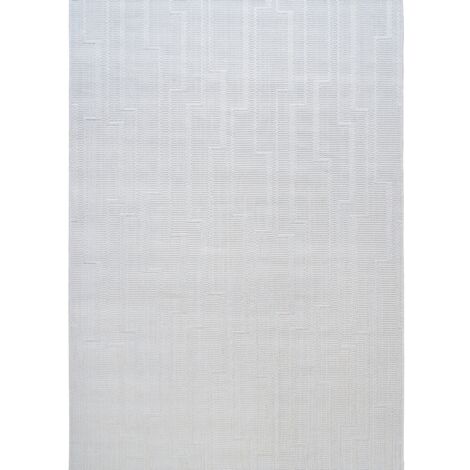 JUTA ASPECT BORDER LINE - Tapis aspect jute blanc ivoire 160x225
