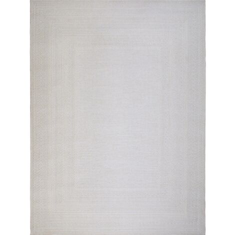 JUTA ASPECT FRAME - Tapis aspect jute à motif blanc ivoire 160x225
