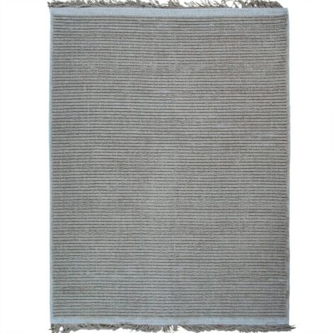 JUTA NATUREL - Tapis en jute naturel artisanal beige avec franges 190x290