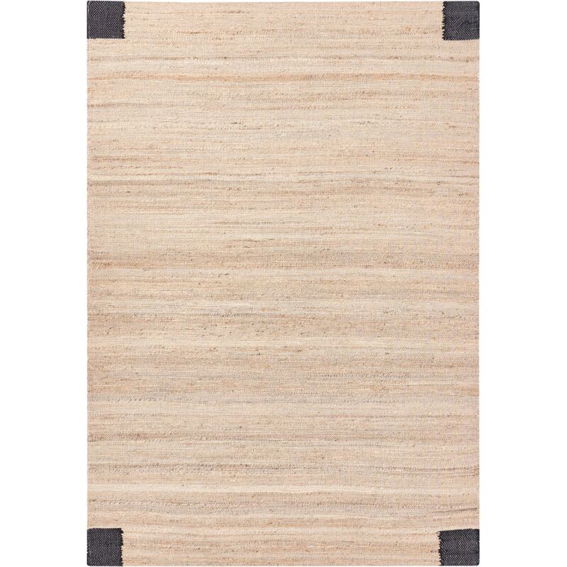 Beliani Area Rug Beige And Black Jute 160 X 230 Cm Rectangular Woven Rustic Style Living Room Bedroom Amravati