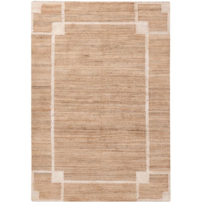 Area Rug Light Beige Jute 160 x 230 cm with Pattern Rectangular Woven Rustic Style Living Room Bedroom GONDIA