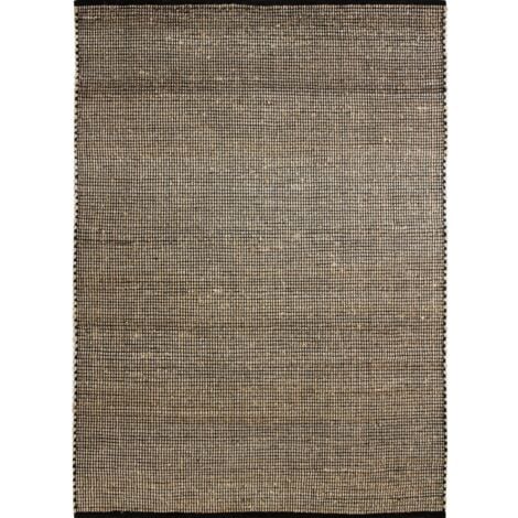 THEDECOFACTORY JUTE COTON - <p>Tapis tissé en jute et coton noir et naturel 160x230</p> - Noir