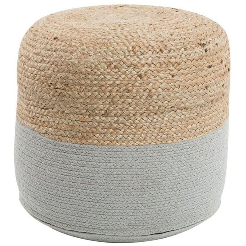 Boho Knitted Round Pouffe Ottoman Jute Cotton 46 x 48 cm Light Grey Dalama