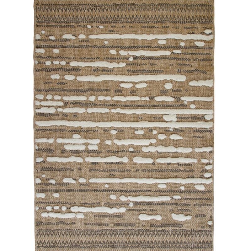 Thedecofactory - jute relief linea - Tapis effet jute à motif géométrique en relief blanc et noir 120x160
