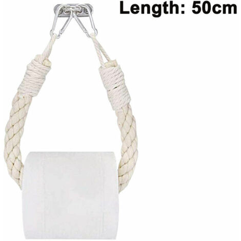 Jute Rope Toilet Paper Holder, Industrial Wall Mounted Towel Rack with Metal Hook for Bathroom, Towel or Shower Curtain
