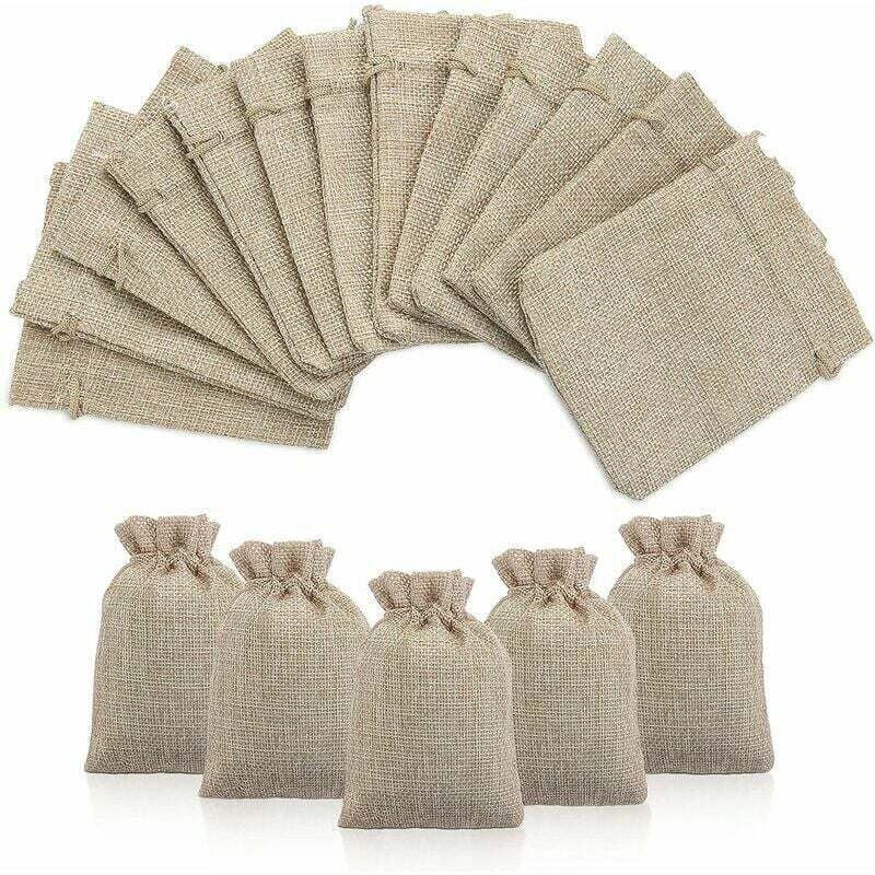 Jute Sac à Cordon Sachets en Jute Sacs Cadeau avec Cordon, Pochettes Sachets en Lin Chanvre Pochon Tissu pour Dragees Lavande Calendrier de l'avent