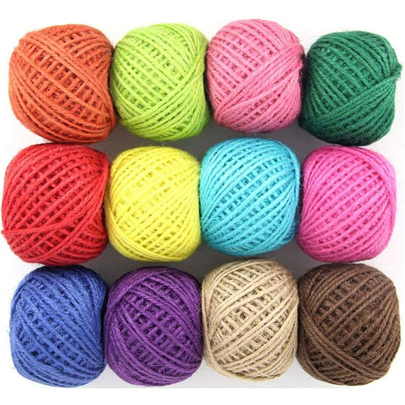 Jute string rope-colored rope natural jute hemp rope decoration accessories for wedding, crafts, scrapbooking, gardening, diy gift and garden tools,