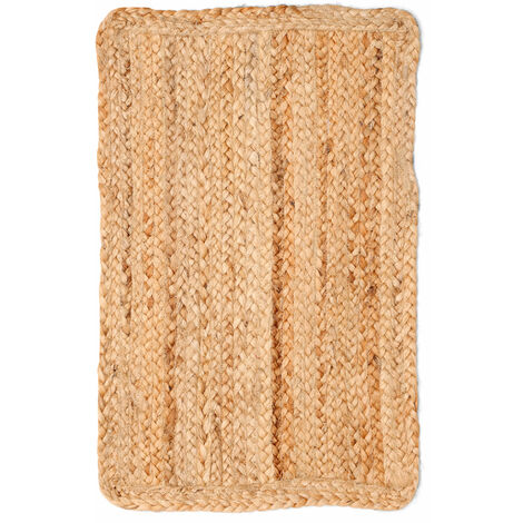 Jute Teppich handgewebt natur - rechteckig / 60 x 40 cm - Bodenmatte Läufer Fußmatte ethno boho Style
