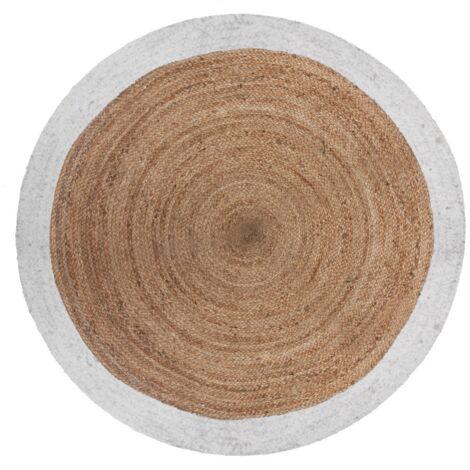 Jute-Teppich, rund, Ø 120 cm, mit weißem Rand