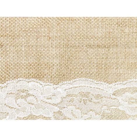 Jute-Tischläufer mit Spitze in der Mitte, 0,28x2,75m