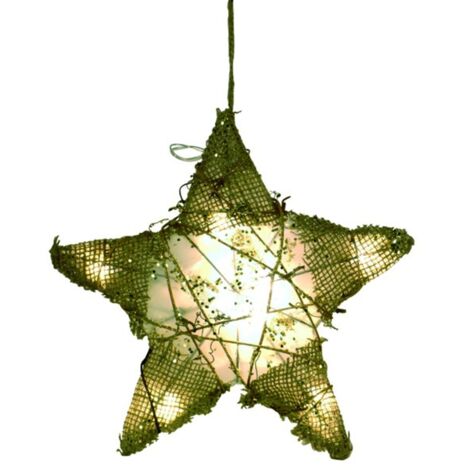 Jute-Weihnachtsstern versch. Größen mit LED´s - 10 LED´s 25x25 cm