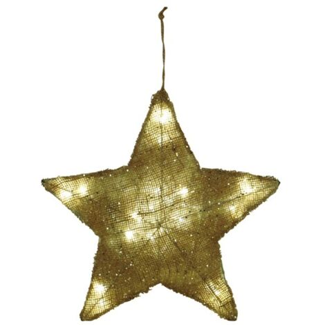 Jute-Weihnachtsstern versch. Größen mit LED´s - 20 LED´s 35x35 cm