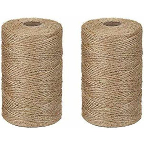 Juteschnur-Seil, 200 m/2 Spulen, natürliches Juteseil, Juteseil für Geschenkverpackung, Hochzeitsdekoration, Verpackung, Garten, kreative Kunst, DIY-Geschenkdekoration