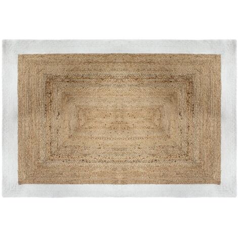Juteteppich mit weißem Rand 120 × 170 cm