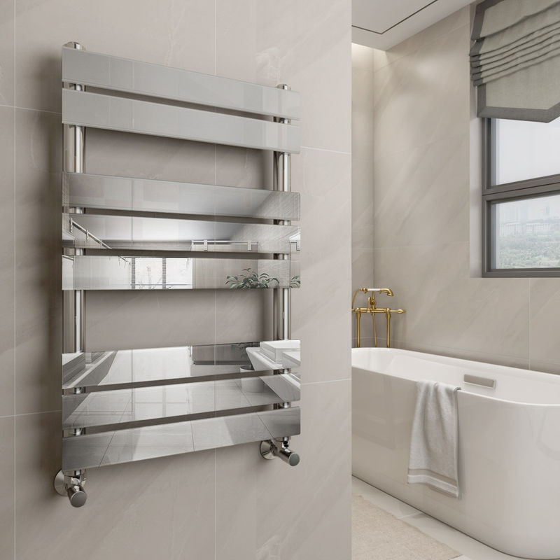 Chrome Flat Panel Heated Towel Rail 800x500mm - Warmehaus