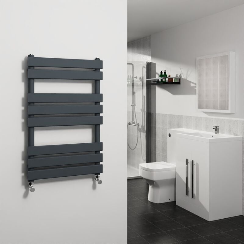 Warmehaus - Sand Grey Flat Panel Heated Towel Rail Bathroom Ladder Radiator 800x500mm