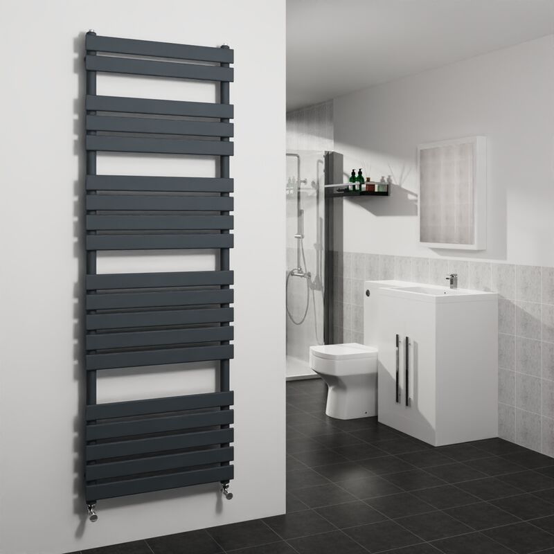 WarmeHaus Sand Grey Flat Panel Heated Towel Rail Bathroom Ladder Radiator 1800x600mm