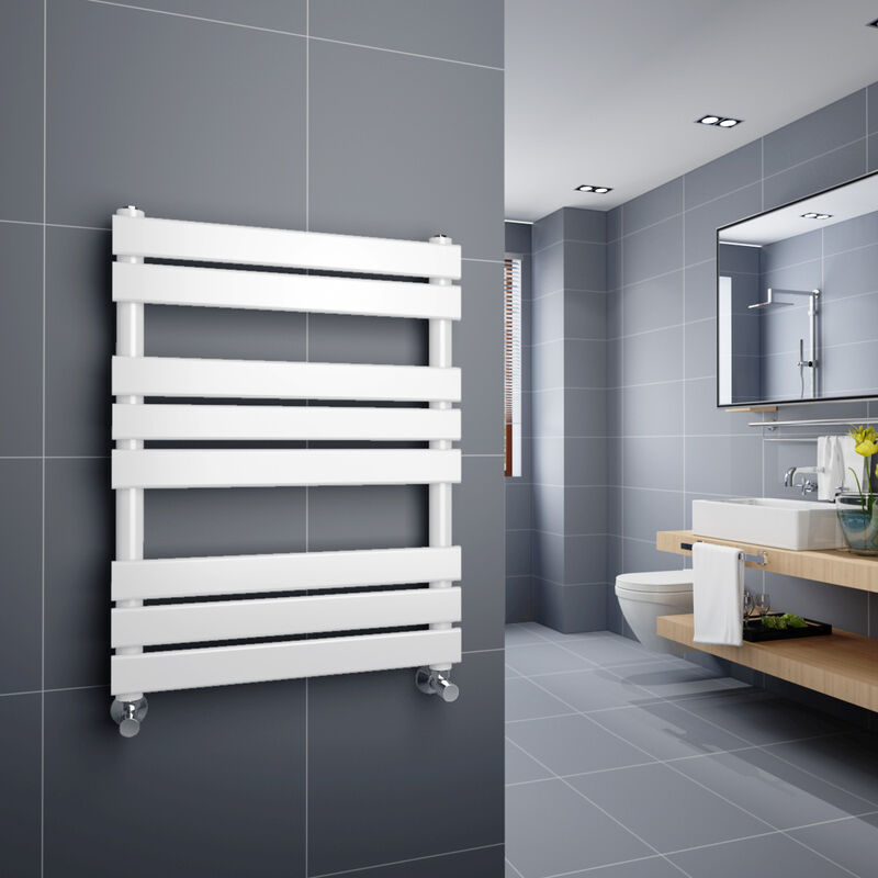 White Flat Panel Heated Towel Rail 800x600mm - Warmehaus