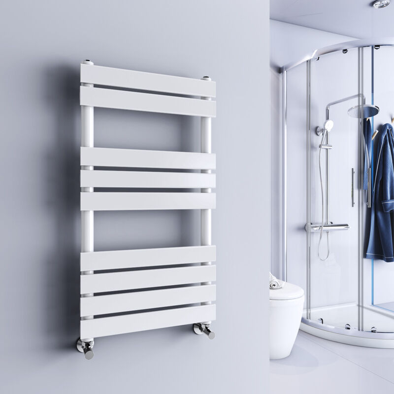 White Flat Panel Heated Towel Rail 950x500mm - Warmehaus