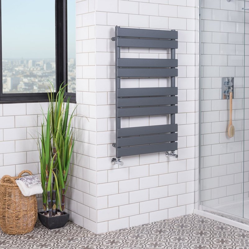 Sand Grey Flat Panel Heated Towel Rail 1000x600mm - Warmehaus