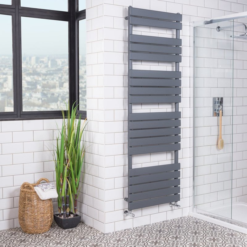 Sand Grey Flat Panel Heated Towel Rail 1800x600mm - Warmehaus