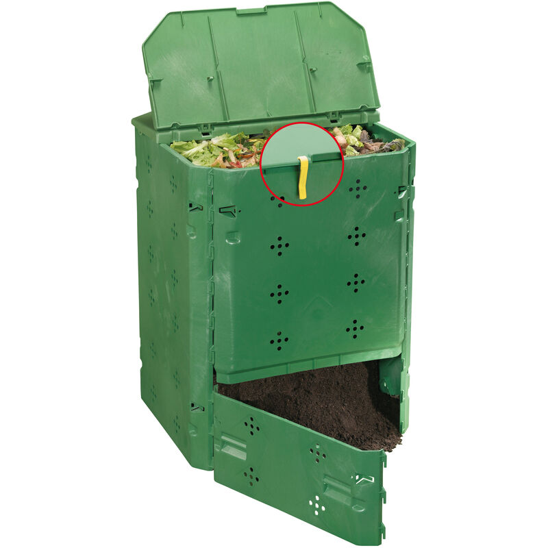 Récipient à compost Composteur avec couvercle bio 600, 77x77x100 cm, déchets organiques - Juwel