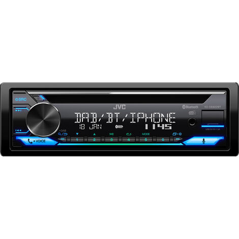JVC KD-DB922BT - Radio CD para Coche con Dab+ y Kit Manos Libres Bluetooth (USB, Entrada Auxiliar, 3 Salidas previas de 2,5 V, Amazon Alexa, procesador de Sonido, 4 x 50 W, iluminación VAR)