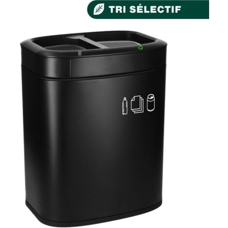 Corbeille de tri sélectif JVD - 10L - Ovale - 2 compartiments - Noir