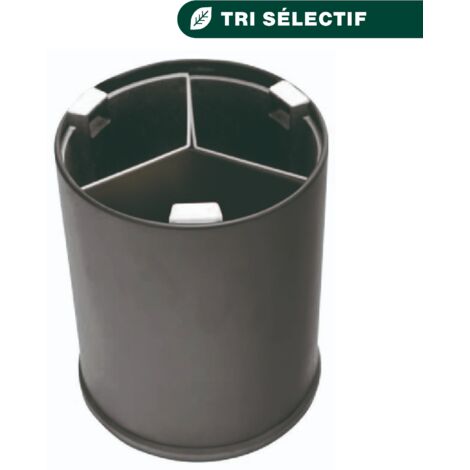 JVD - Corbeille ronde noire 13L 3 bacs noirs - Matériel professionnel