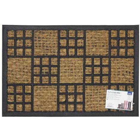 Jvl Alba Woven Tuffscrape Rubber Coir Entrance Door Mat Chequer